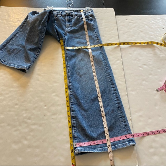 Good American Good Waist Palazzo Crop Jeans Womens Size 26 XS 2 Blue 453 Flare - Picture 10 of 12